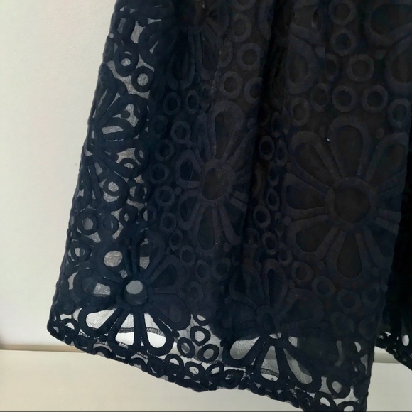 Bik Bok Navy Floral Lace Overlay Fit + Flare Dress - Picture 3 of 7